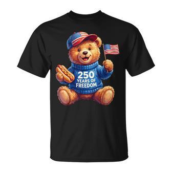 Cute Patriotic Teddy Bear 250 Years Of Freedom 4Th Of July T-Shirt - Monsterry