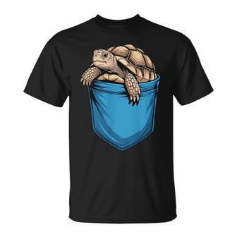 Cute Pocket Sulcata Tortoise Lovers T-Shirt - Thegiftio UK