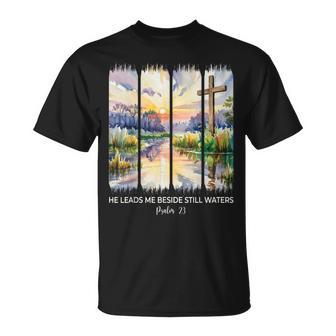 Cute Psalm 23 He Leads Me Beside Still Waters Christian Girl T-Shirt - Thegiftio UK