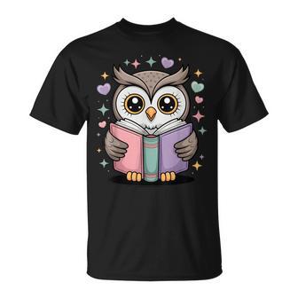 Cute Reading Owl Book Lover Teacher Librarian Bookworm T-Shirt - Thegiftio
