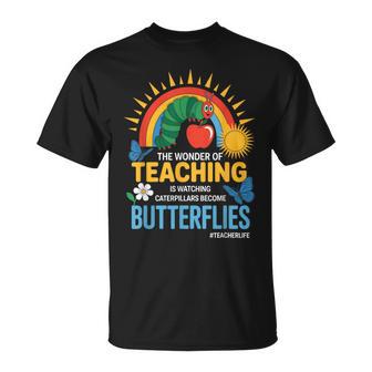 Cute Teacher The Wonder Of Teaching Is Watching Caterpillar T-Shirt - Thegiftio UK