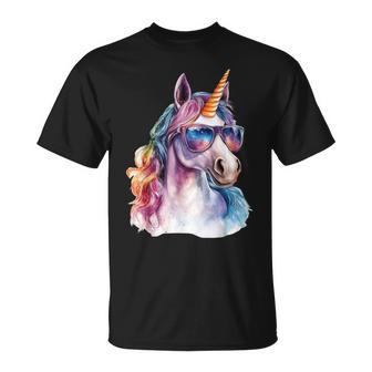 Cute Unicorn Wearing Sunglasses Graphic T-Shirt | Mazezy