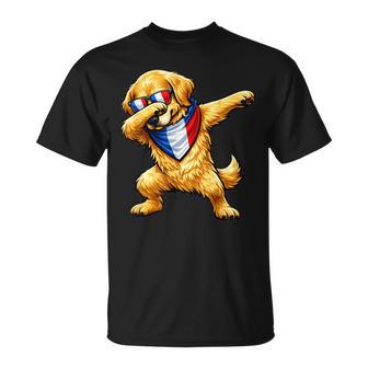 Dabbing Golden Retriever Lunettes Deoleil Avec Drapeau De La France T-Shirt - Cadeauxyz