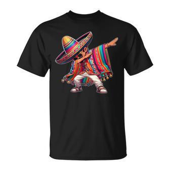 Dabbing Mexican Poncho Cinco De Mayo Sombrero Dab T-Shirt - Monsterry