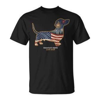 Dachshund America's 250Th Patriotic Dog Fireworks T-Shirt | Mazezy