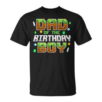 Dad Of The Birthday Boy Birthday Party Gamer Pixel Number T-Shirt - Monsterry