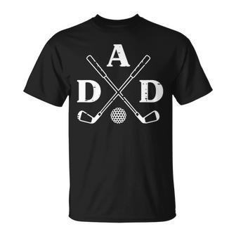 Dad Crossed Golf Clubs Pocket Fathers Day Golfer Papa Daddy T-Shirt - Monsterry
