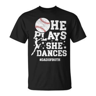 Dad Of Both Dance And Baseball Dad Dancing And Baseball Dad T-Shirt - Monsterry
