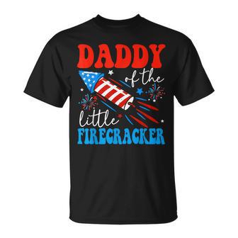Daddy Of The Little Firecracker 4Th Of July Birthday Party T-Shirt - Monsterry