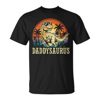 Daddy Trex Dinosaur Daddysaurus Retro Fathers Day Dad Papa T-Shirt - Monsterry