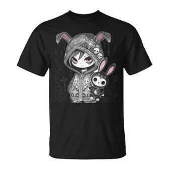 Dark Bunny Anime Girl Aesthetic E-Girl Gothic Grunge T-Shirt - Monsterry DE