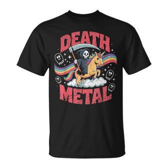 Death Metal Musique Faucheuse Licorne Arc-En-Ciel Fun T-Shirt - Cadeauxyz