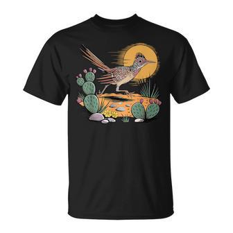 Desert Roadrunner Bird Cactus Botanical Nature Southwestern T-Shirt - Monsterry