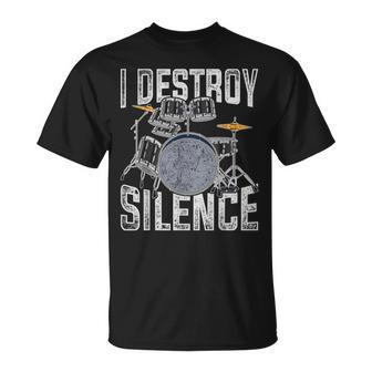 I Destroyilence Cadeau Pour Batteur Batterie T-Shirt - Cadeauxyz