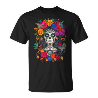 Día De Los Muertos Calavera De Azúcar La Catrina Día De Muertos Camiseta unisex - Regaloses