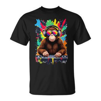 Disc Jockey Monkey & Occhiali Daole Edm Giradischi Dj E Dj Maglietta - Novitaregali