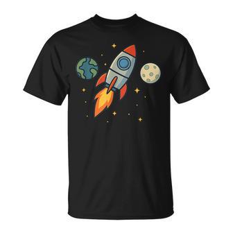 Divertido Gráfico De Nave Espacial Y Planetas De Cohetes Camiseta unisex - Regaloses
