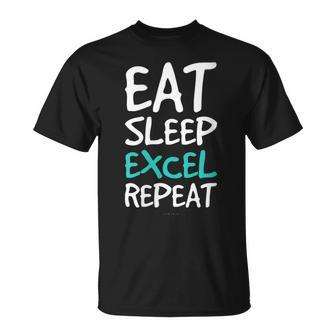 Donna Donna Excel Divertente Eatleep Excel Repeat Con Collo A Maglietta - Novitaregali