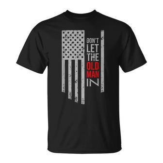 Don't Let The Old Man In Retro Vintage Usa American Flag T-Shirt - Thegiftio UK