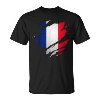 Drapeau De La France Déchiré T-Shirt - Cadeauxyz