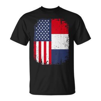 Drapeau Usa Américain France Double Citoyenneté Cadeau T-Shirt - Cadeauxyz