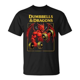 Dumbbells And Dragons Gym Nerd Deadlifts Dragons Rpg Workout T-Shirt - Thegiftio UK