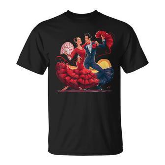 Dúo De Baile Flamenco Apasionado Arte Camiseta unisex - Regaloses