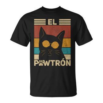 El Pawtrón Cat Dad Cat Grandpa Fathers Day Black Cat Men T-Shirt | Seseable UK