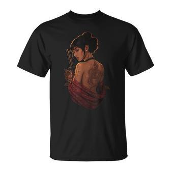 Élégant Tatouage De Geisha Dragonamouraï T-Shirt - Cadeauxyz