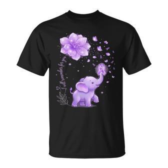 Elephant Purple I Will Remember For You Alzheimers Awareness T-Shirt - Thegiftio UK
