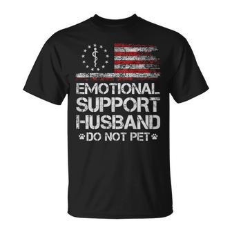 Emotional Support Husband Do Not Pet American Flag On Back T-Shirt | Mazezy
