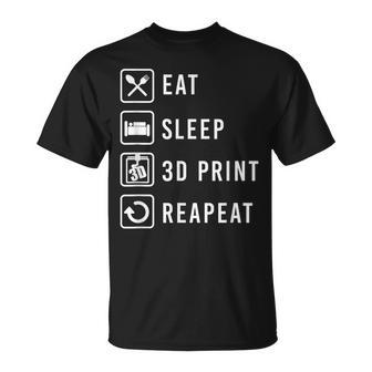 Esseniechlaf 3D-Druck Wiederholen 3D-Druck Nerd 3D-Drucker Geschenk T-Shirt - Seseable