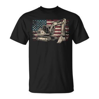 Excavator American Flag Patriotic Excavator 4Th Of July T-Shirt - Thegiftio UK