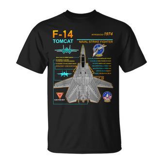 F-14 Tomcat Jet Airplane Engineering Blueprint T-Shirt - Thegiftio UK