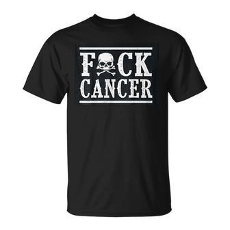 F Cancer Skull And Crossbones Skeleton Breast Cancer T-Shirt - Thegiftio UK