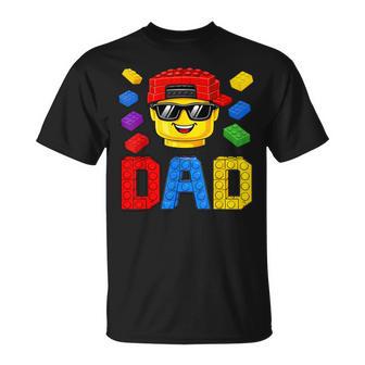 Family Dad Master Builder Building Bricks Blocks Fathers Day T-Shirt | Mazezy