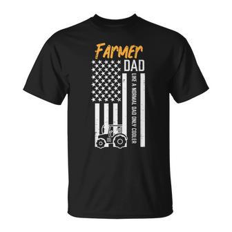 Farmer Dad Like Normal Only Cooler Us Flag Fathers Day Papa T-Shirt - Thegiftio UK