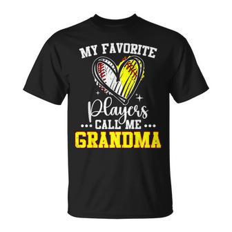 My Favorite Baseball Softball Players Call Me Grandma Heart T-Shirt - Thegiftio UK