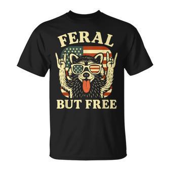 Feral But Free Kids Racoon 4Th Of July Patriotic T-Shirt - Thegiftio UK
