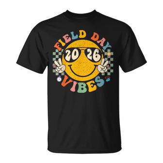 Field Day 2026 Vibes Groovy Smile Face Checkered T-Shirt - Monsterry