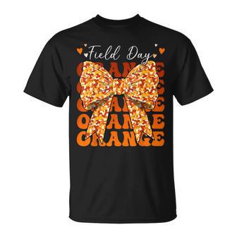 Field Day Orange Team Coquette Bow Camp Teacher Boy Girl T-Shirt - Monsterry