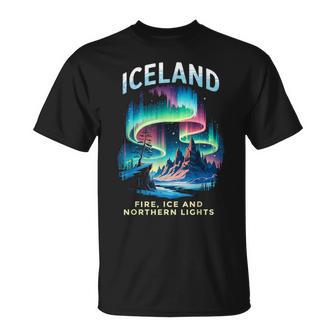 Fire Northern Light Scandinavia Viking Icelandic Iceland T-Shirt - Thegiftio
