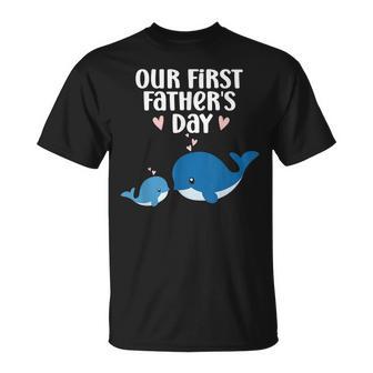 Our First Fathers Day New Dad & Baby Matching Cute Whale T-Shirt - Monsterry
