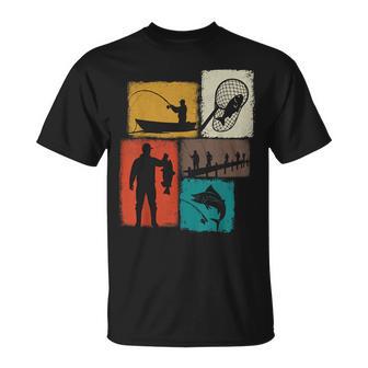 Fisherman Vintage Collage Fishing Fisher Dad T-Shirt - Monsterry UK