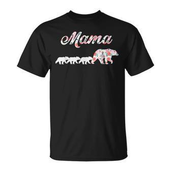 Floral Mama Bear Mamá De 3 Camisas Mamá Y Cachorros Camiseta unisex - Regaloses