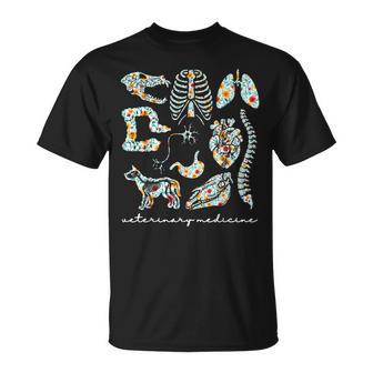 Floral Veterinary Anatomy Vet Tech Veterinary Technician T-Shirt - Thegiftio UK