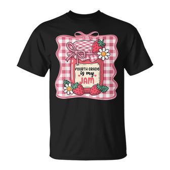 Fourth Grade Is My Jam Strawberry Cute 4Th Grade Teacher Bow T-Shirt - Thegiftio UK