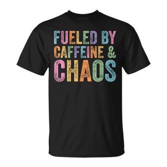Fueled By Caffeine And Chaos Mom Coffee Lovers Woman T-Shirt - Thegiftio UK