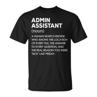 Admin Assistant Definition Administrative Professional T-Shirt - Monsterry