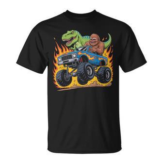 Bigfoot Sasquatch Dino Trex Monster Truck Dinosaur T-Shirt - Thegiftio UK